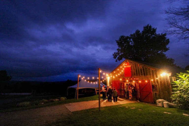 Longlook Farm outdoor patio bistro lights