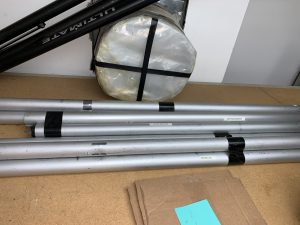 Photo booth backdrop stand showing crossbar extension