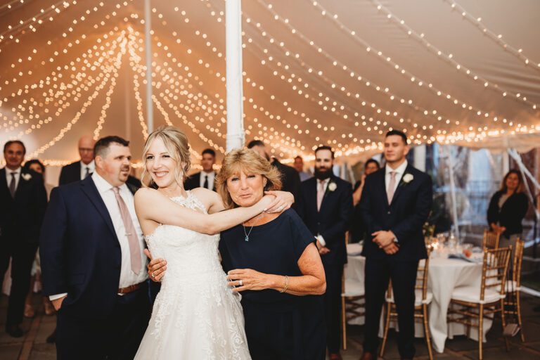 Tent string lighting with warm white uplighting