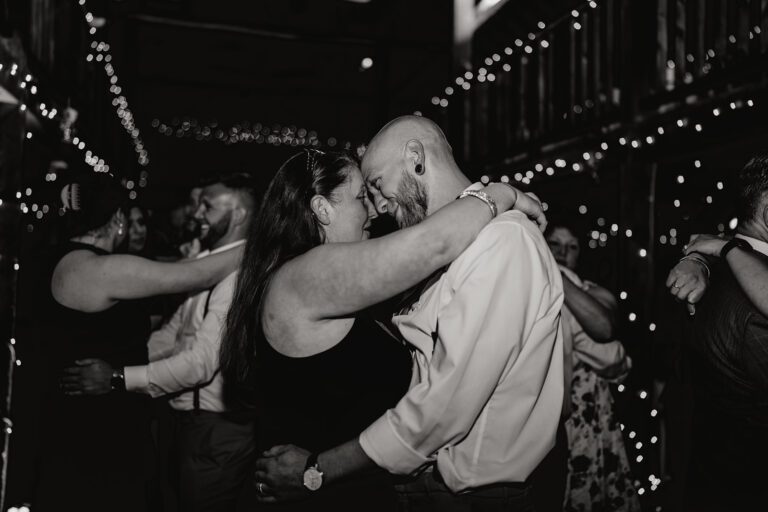 barn string lighting black & white