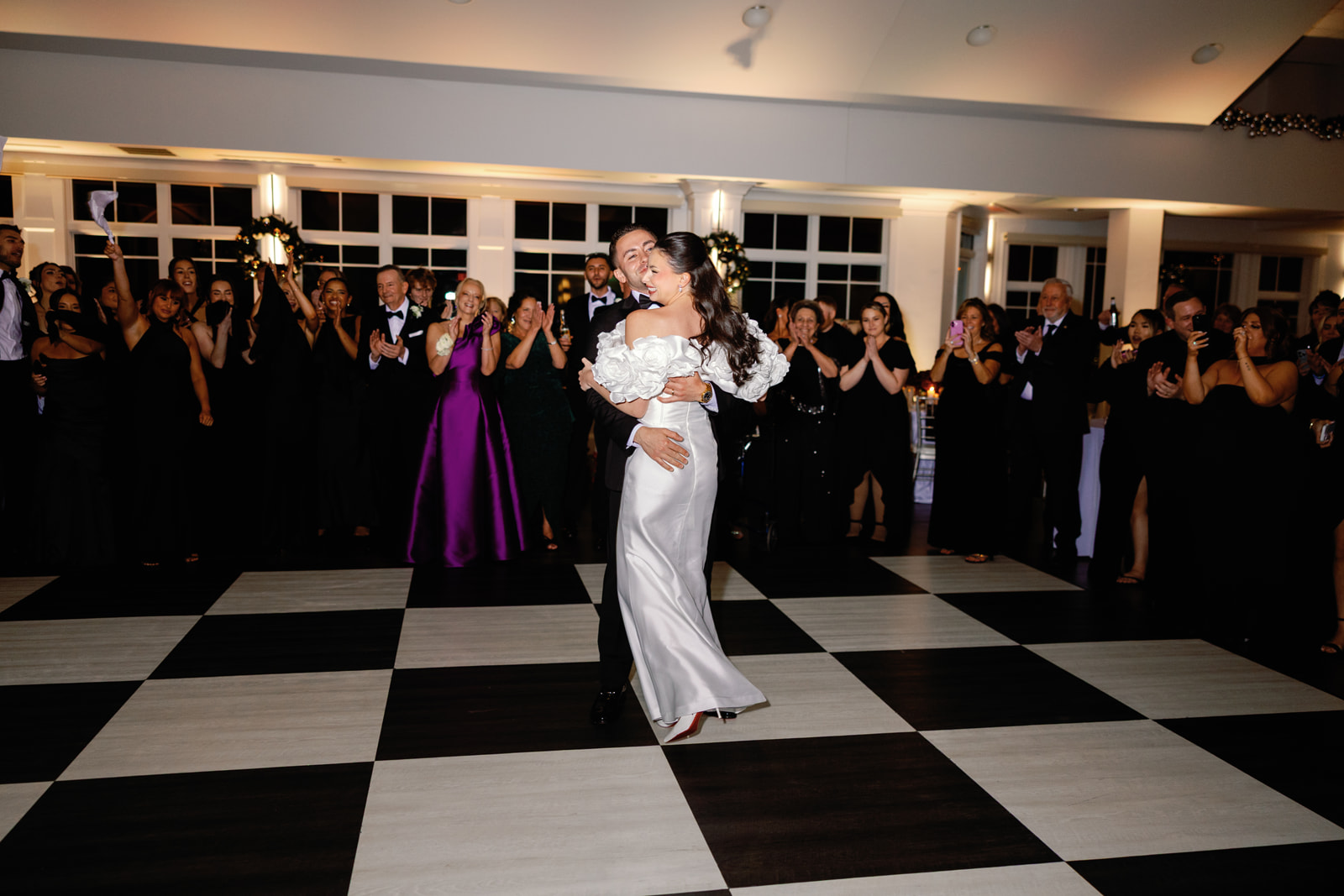 black and white wedding dance floor pattern options Boston