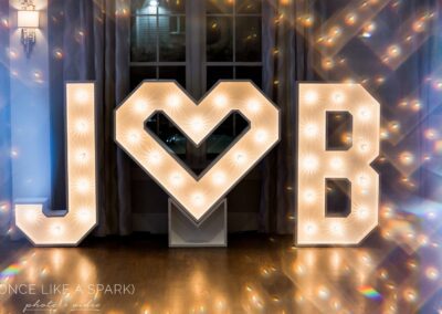 wedding marquee letters initials and heart