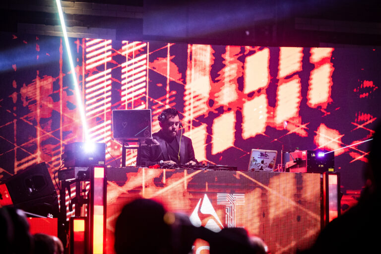 Corporate gala stage with animated LED backdrop