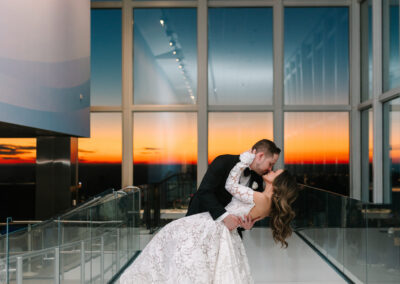 Boston wedding ceremony setup at View Boston with floor-to-ceiling skyline views