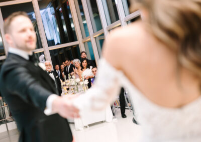 Wedding reception at View Boston with panoramic Boston skyline views