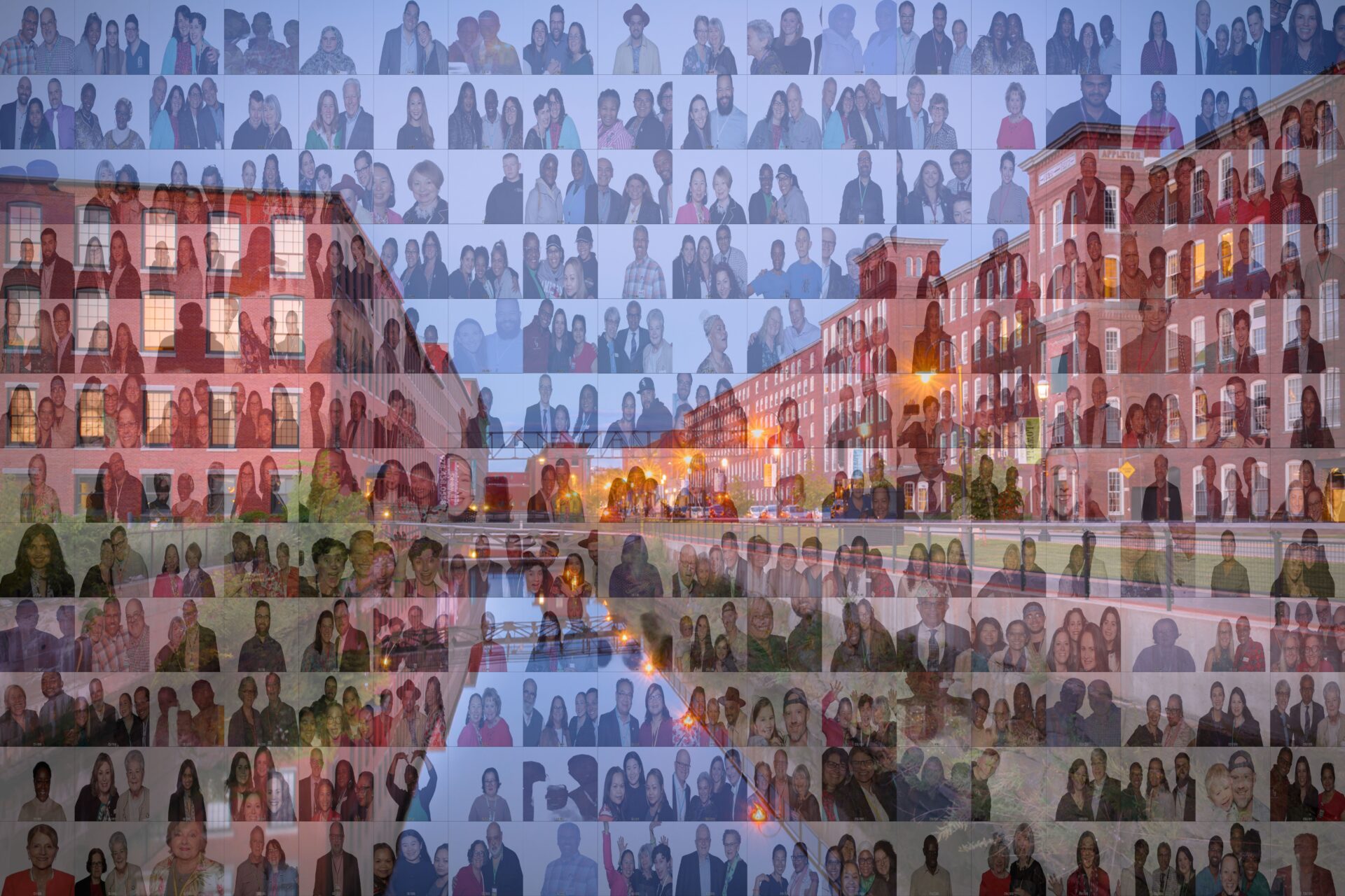Completed 18x12 digital mosaic wall sample showing guest photos arranged to form a large custom image, Black Diamond Event Production Boston